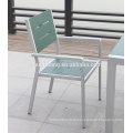 Outdoor furniture general use plastic wood material garden chairs wooden dining table set.